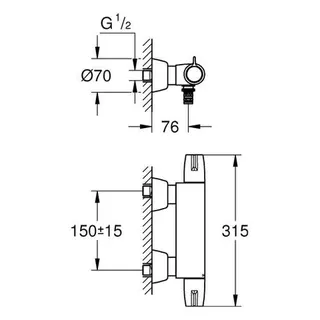 Grohe THM-Waschtisch-Batterie Grohtherm Special 34666 mit verdeckten S-Anschlüssen, chrom – Bild 2