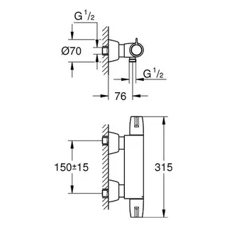 Grohe THM-Brausebatt. Grohtherm Special 34667 mit verdeckten S-Anschlüssen, chrom – Bild 2