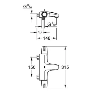Grohe THM-Wannenbatt. Grohtherm Special 34671 o. S-Anschl. u. Abdeckungen, chrom – Bild 2