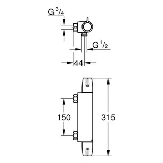 Grohe THM-Brausebatt. Grohtherm Special 34681 o. S-Anschl. u. Abdeckungen, chrom – Bild 2