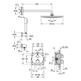 Grohe Grohtherm Duschsystem Unterputz 34731, Fertigset rund (chrom) – Bild 2