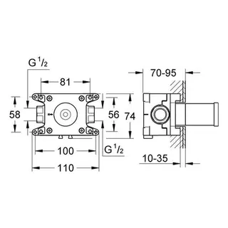 Grohe Grohtherm Einbaubox F 35034 für Brauseanschlussbogen – Bild 2