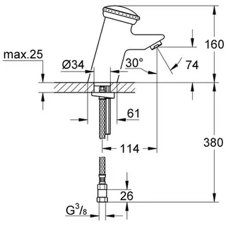 Grohe Waschtisch-Batterie Contromix Public 36109 mit Mischung DN15, chrom – Bild 2
