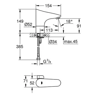 Grohe IR-Waschtisch-Elektronik Europlus E 36207 mit Mischung Batterie 6V, chrom – Bild 2