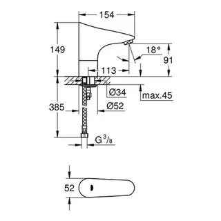 Grohe IR-Waschtisch-Elektronik Europlus E 36208 ohne Mischung Batterie 6V, chrom – Bild 2