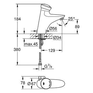 Grohe Selbstschluss-Waschtisch-Batt. Eurodisc SE 36233 mit Mischung DN15, chrom – Bild 2