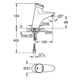 Grohe Selbstschluss-Waschtisch-Batt. Eurodisc SE 36249 o. Mischung DN15 Mark. blau chrom – Bild 2
