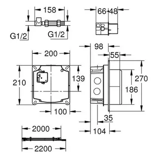 Grohe UP-Einbaukasten 36264 für Anschl. vorgemischtes/Kaltwasser für Waschtisch-IR-FMS – Bild 2