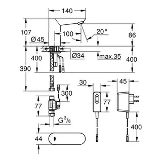 Grohe Euroeco CE IR Waschtisch Elektronik mit Trafo 230V chrom – Bild 2