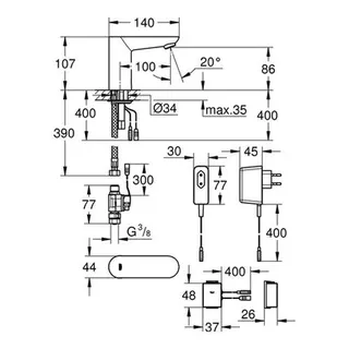 Grohe Waschtisch-IR-Elektronik Euroeco CE 36409 o. Mischung Trafo Bluetooth-Modul, chrom – Bild 2