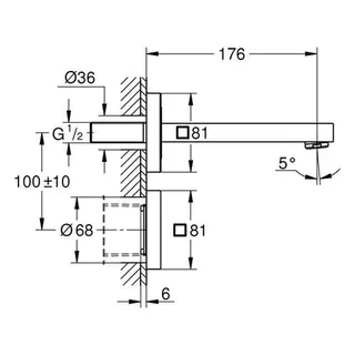 Grohe Eurocube E Waschtisch Armatur IR-Elektronik 36442 ohne Mischung Steckertrafo chrom – Bild 2