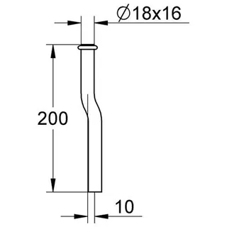 Grohe Urinal-Spülrohr 37036 Durchm.18mm 200mm aus Messing Kröpfung 10mm, chrom – Bild 2