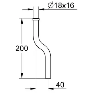 Grohe Urinal-Spülrohr 37039 Durchm.18mm 200mm aus Messing Kröpfung 40mm, chrom – Bild 2