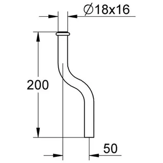 Grohe Urinal Spülrohr 37040 Durchm.18mm 200mm aus Messing Kröpfung 50mm, chrom – Bild 2