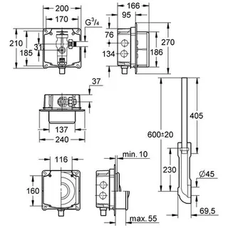 Grohe WC-Druckspüler Wandeinbau mit Anschluß für Magnetventil – Bild 2