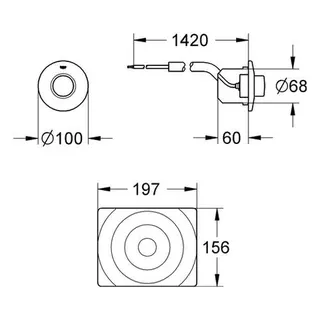 Grohe Pneumatic-Handfernbetätigung 37059 Druckknopfbetätigung für SK chrom – Bild 2