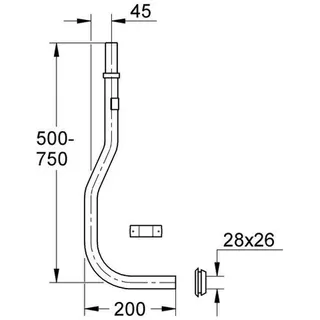Grohe Spülrohr 37112 500-750mm Durchm. 28mm für WC-Druckspüler – Bild 2
