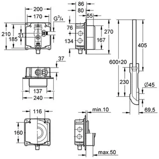 Grohe WC-Druckspüler Wandeinbau für Niederdruck mit Vorabsperrung – Bild 2