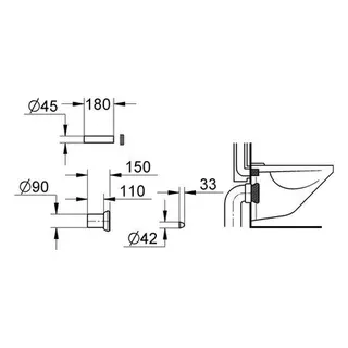 Grohe WC-Zu- und Ablaufgarnitur 37311 für wandh. WC Ablaufmanschette 90mm – Bild 2
