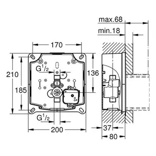Grohe Urinal-Rohbauset Rapido U 37338 für man. Bet./Tectron IR Elektr. 6V/230V – Bild 2