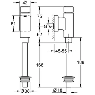 Grohe Rondo Urinal-Druckspüler mit integrierter Vorabsperrung chrom – Bild 2