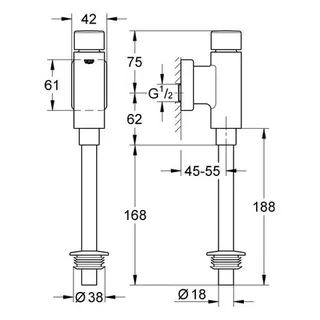 Grohe Urinal-Druckspüler Rondo 37346 DN15 ohne Vorabsperrung, chrom – Bild 2