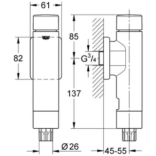 Grohe Rondo WC-Druckspüler A.S. DN20 mit integrierter Vorabsperrung chrom – Bild 2