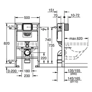 Grohe Rapid SL Vorwandelement für Wand-WC Bauhöhe 0,82 m – Bild 2