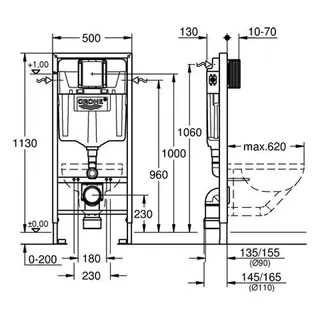 Grohe Rapid SL Vorwandelement für Wand WC Bauhöhe 113 cm – Bild 2