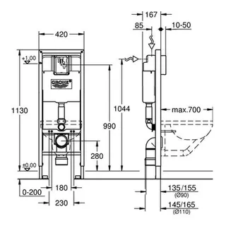 Grohe Rapid SL für WC 1,13 m behindertengerecht – Bild 2