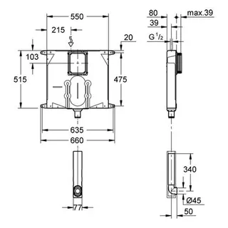 Grohe Spülkasten für WC 38863 Wandeinbau Putztrgerbeschichtung Eckventil DN 15 – Bild 2