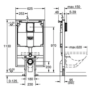Grohe Rapid SL für Wand-WC mit Spülkasten 80mm Elementbreite 0,62m – Bild 2