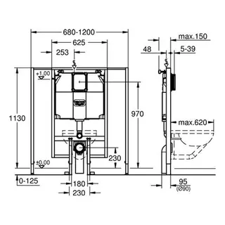 Grohe Rapid SL für Wand-WC 38995 mit Spülkasten 80mm Elementbreite 1 bis 1,2m – Bild 2