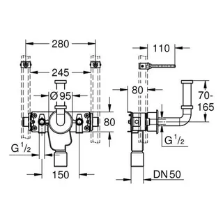 Grohe Halterung Rapid Pro 39034 für Waschtisch mit Standarmatur/UP-Geruchverschluss – Bild 2