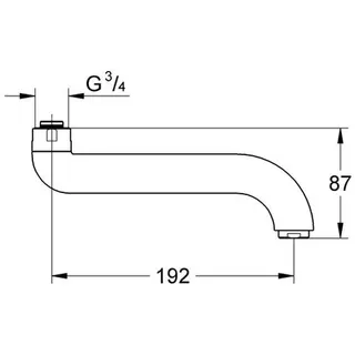 Grohe Auslauf 42132 für Europlus E Waschtisch-THM Wandbatterie 192mm chrom – Bild 2