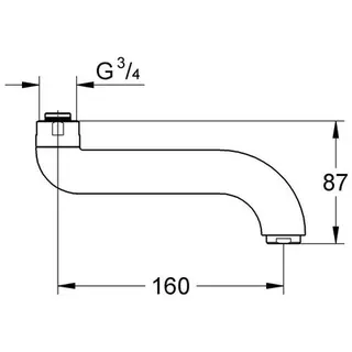 Grohe Auslauf 42133 für Europlus E Waschtisch-THM Wandbatterie 160mm chrom – Bild 2