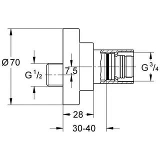 Grohe Anschlussverschraubung Atrio 45631 für Wannen-/Brausebatterie AP chrom – Bild 2