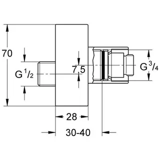 Grohe Anschlussverschraubung Tenso 46498 für EHM Wannenbatterie Aufputz chrom – Bild 2