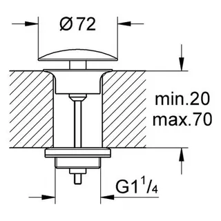 Grohe Ablaufventil 65808 1 1/4" für Waschtisch ohne Überlauf chrom – Bild 2