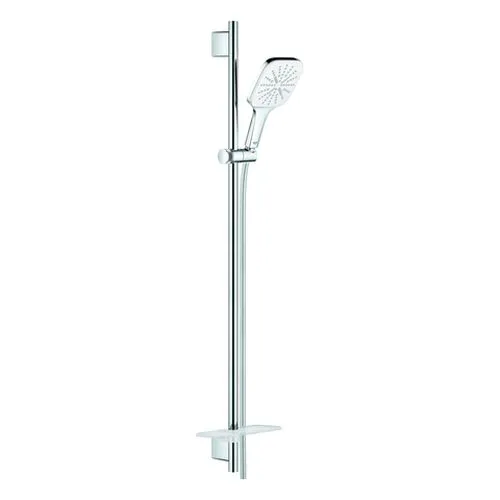Grohe Rainshower SmartActive 130 Cube Brauseset mit 900 mm Stange & Ablage (moon white/chrom)