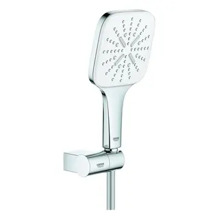 Grohe Rainshower SmartActive 130 Cube Brauseset mit verstellbarem Wandhalter, 9,5l/min (moon white/chrom)