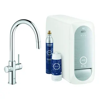 Grohe Blue Home Starterkit mit C-Auslauf & Ausziehbrause, Bluetooth/WiFi (chrom)