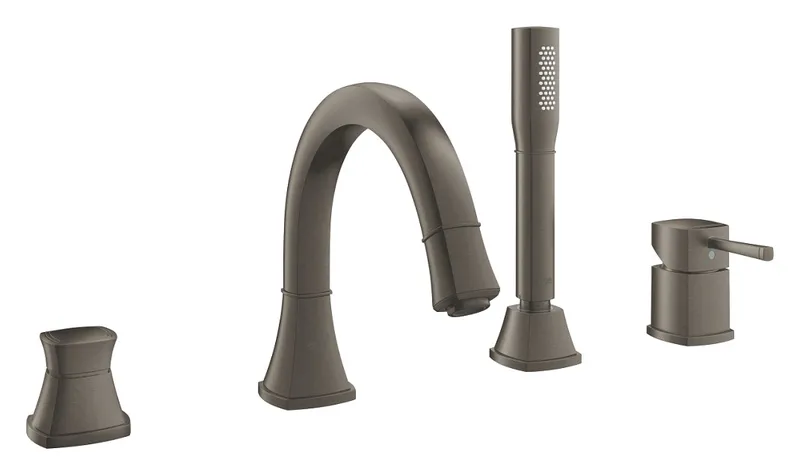 Grohe Grandera 4-Loch-Wannenarmatur mit Handbrause (hard graphite)