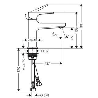 Hansgrohe Metropol Waschtischmischer 100 mit Push-Open-Ventil (mattschwarz) – Bild 2
