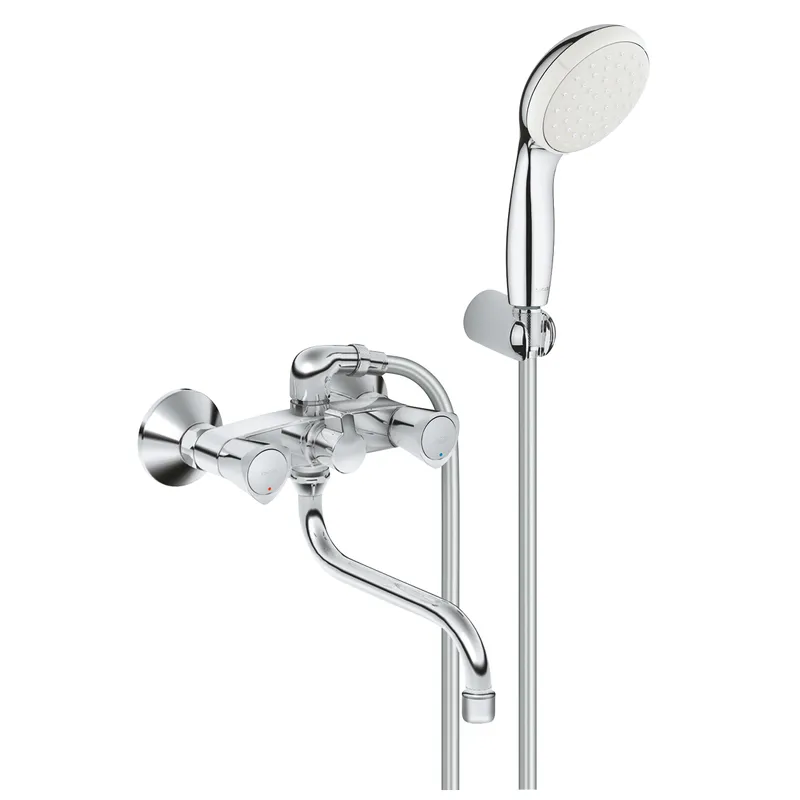 Grohe Costa Wannenmischer schwankbar, mit Brauseset, chrom