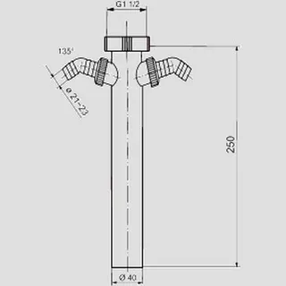 Sanit Eisenberg Anschlussrohr G1 1/2x250x40 mit 2x Geräteanschluss – Bild 2