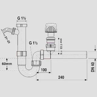 Sanit Eisenberg Rohrgeruchverschluss mit Rohrbelüfter ventilair G1 1/2xDN40 – Bild 2