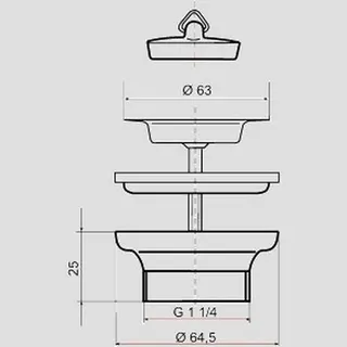 Sanit Eisenberg Universal Ablaufventil G1 1/4x63x25 silber – Bild 2