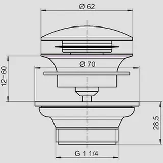 Sanit Eisenberg Push-Push Ablaufventil für Waschtisch 1 1/4 x 62 x 28,5 – Bild 2
