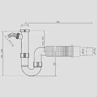 Sanit Eisenberg Spülen Rohrgeruchverschluss 1 1/2x40/50 flexibel Schlauch und Geräteanschluss – Bild 2